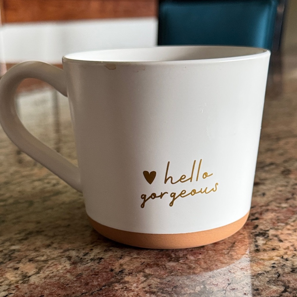 White and Gold Ceramic Mug - Hello Gorgeous